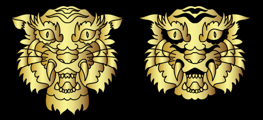 Tiger face sticker vector.Tiger head traditional tattoo.Vector of Japanese tiger for sticker or printing on T-shirt.