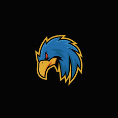 blue haawk bird esport mascot logo vector template