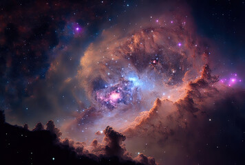 Fototapeta na wymiar a vivid night sky filled with stars and nebulae. Generative AI
