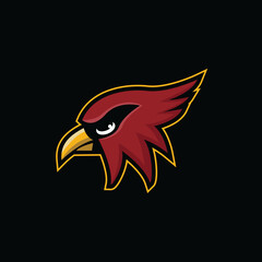 Cardinal bird head esport mascot logo vector template