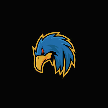 blue haawk bird esport mascot logo vector template