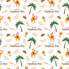 Happy Epiphany Day Seamless Pattern Design Christian Festival to Faith in Template Hand Drawn Cartoon Flat Illustration
