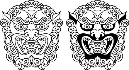 Naklejka premium Tiger face sticker vector.Tiger head traditional tattoo.Vector of Japanese tiger for sticker or printing on T-shirt.