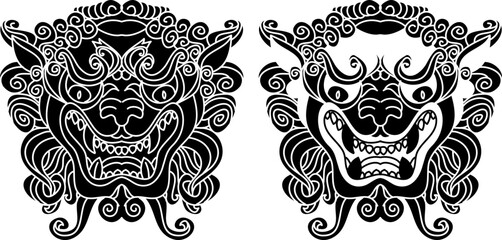 Tiger face sticker vector.Tiger head traditional tattoo.Vector of Japanese tiger for sticker or printing on T-shirt.