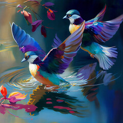 Fototapeta premium Colourful Birds Flying
