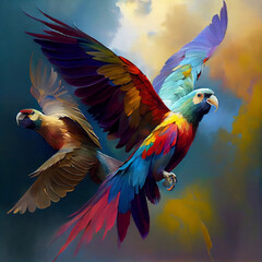 Fototapeta premium Colourful Birds Flying