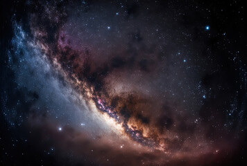 Obraz premium Background of the Milky Way galaxy with stars in the night sky. Generative AI