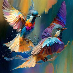 Obraz premium Colourful Birds Flying