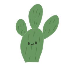 Cute Cactus Handdrawn Illustration with green color