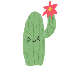Cute Cactus Handdrawn Illustration with green color