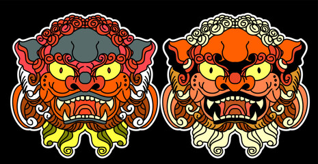 Tiger face sticker vector.Tiger head traditional tattoo.Vector of Japanese tiger for sticker or printing on T-shirt.