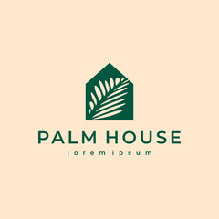 palm leaf house logo design illustrations custom logo design vector
