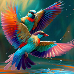 Obraz premium Colourful Birds Flying