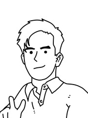 black and white of cute man cartoon for coloring