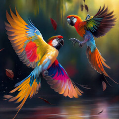 Obraz premium Colourful Birds Flying
