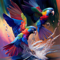 Fototapeta premium Colourful Birds Flying