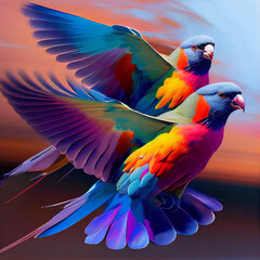 Obraz premium Colourful Birds Flying