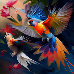 Obraz premium Colourful Birds Flying