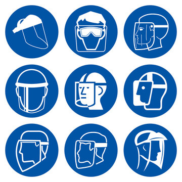 Face Shield Set Symbol Sign,Vector Illustration, Isolated On White Background Label. EPS10