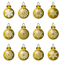 golden christmas balls set