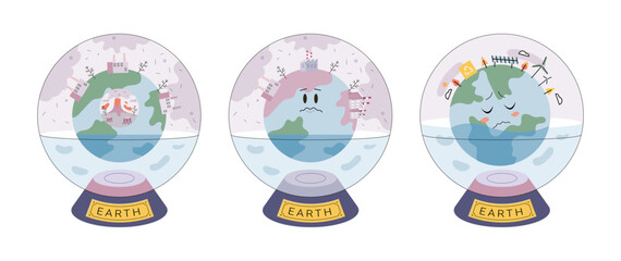 Climate change concept. Global warming metaphor. Nature environment danger, energy business industr, climate change saving planet, air pollution. Temperature rising animal extinction. Environment Day