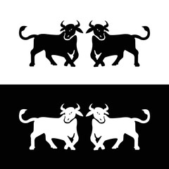 Black and white bull animal logo design . icon logo silhouette logo 