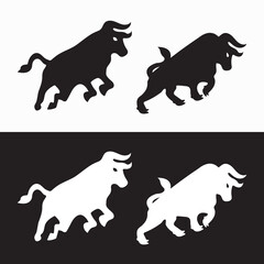 Bull animal vector logo design . icon logo . silhouette logo 