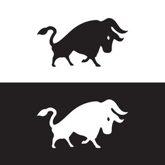 Bull animal vector logo design . icon logo . silhouette logo 