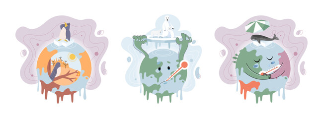 Climate change concept. Global warming metaphor. Nature environment danger, energy business industr, climate change saving planet, air pollution. Temperature rising animal extinction. Environment Day