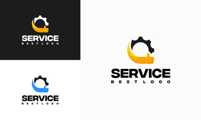 Best Service logo designs concept vector, Thumb and gear logo symbol icon