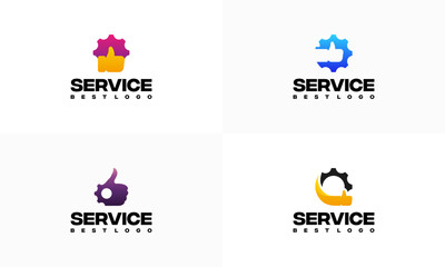 Set of Best Service logo designs concept vector, Thumb and gear logo symbol icon