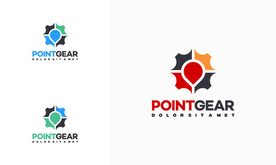 Fototapeta na wymiar Service point logo designs concept vector, Gear and Point Place logo template, Service Center logo