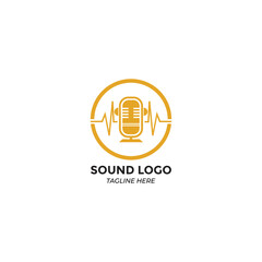Sound Logo with Wave tone and Microphone Combination Conceptual