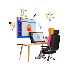 Graphic Designer 3D Character Illustration