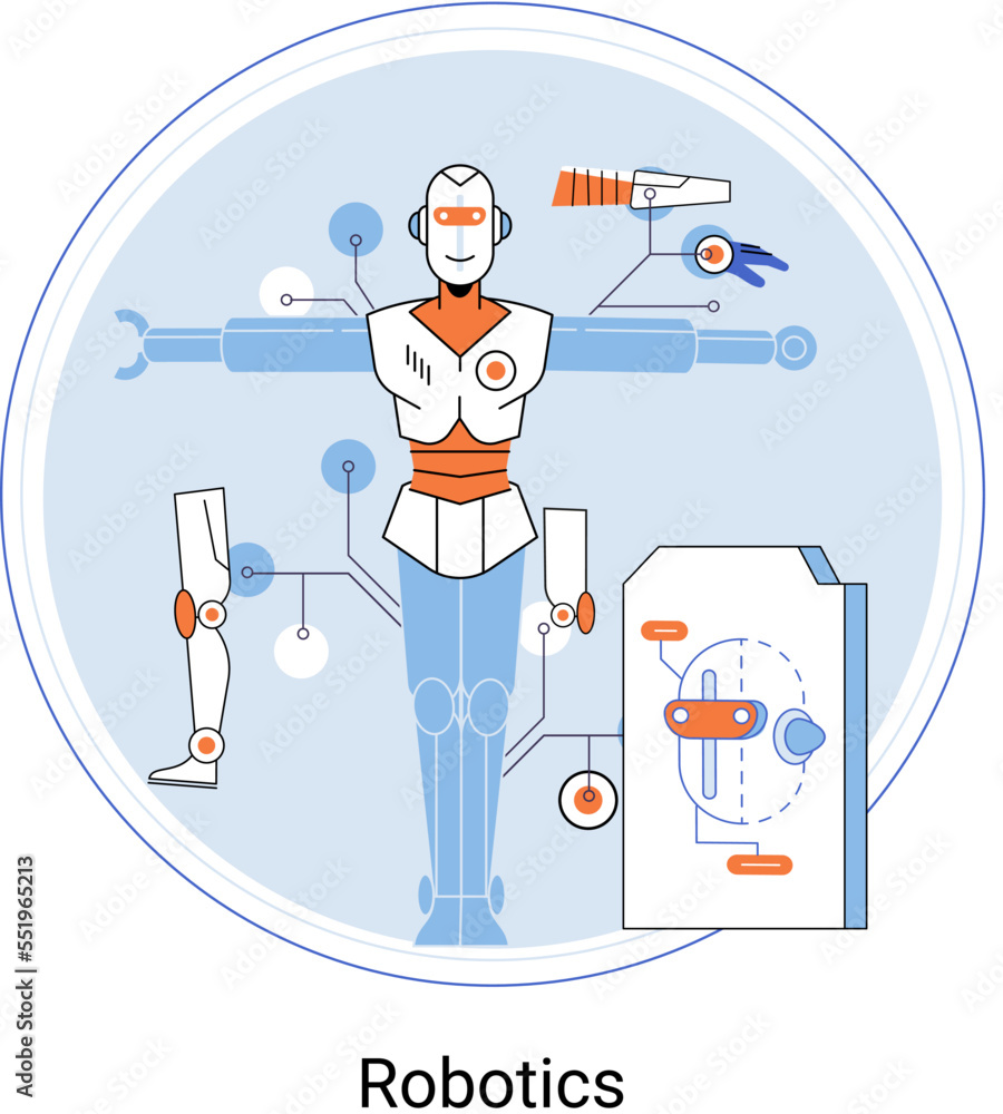 Aufkleber robotics scientific and technical, metaphor production and application of robots. programmable mecha