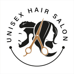 Unisex hair salon logo, printable, Logo or any salon usages. - obrazy, fototapety, plakaty