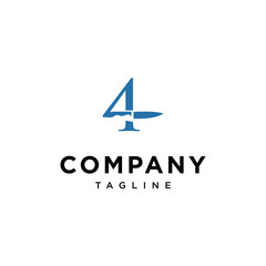 4 Number Knife Vector logo icon vector Template.eps