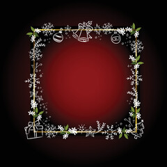 Christmas ornament in Golden Bells Square frame, border