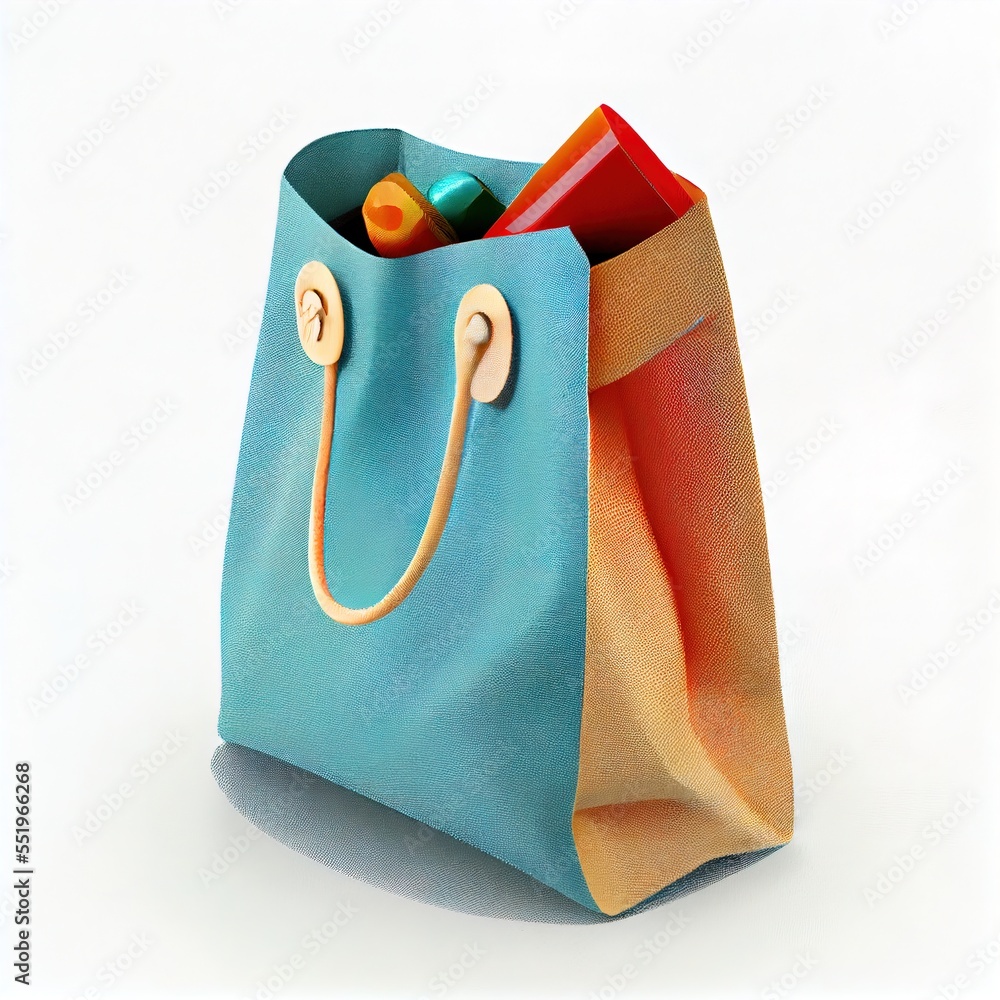 Poster a blue bag with a handle and a handle on it with a toothbrush and toothpaste in it. generative ai