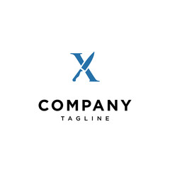 Obraz premium X Letter Knife Vector logo icon vector Template.eps