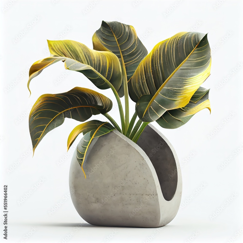 Poster a plant in a vase with a white background and a white background with a white background and a white