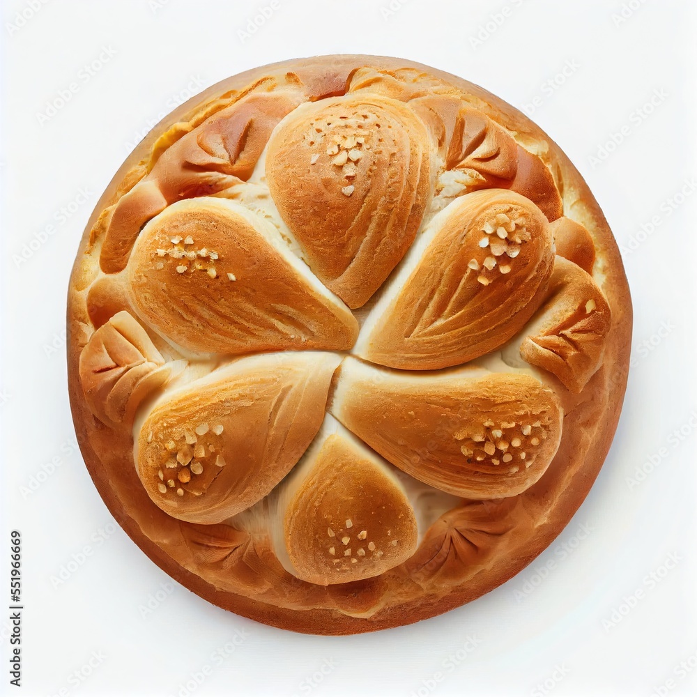Aufkleber a bread with a flower design on it on a white surface with a white background and a white background