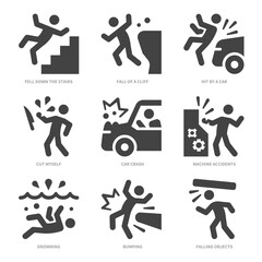 accident icon set,vector and illustration