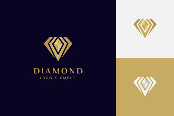 luxury line diamond or gem with jewelry elegant logo icon design concept for jewelry shop business identity logo