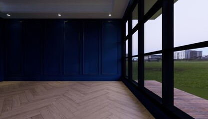 3D render interior living room tropical house