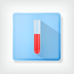 Test tube. Vector icon with long shadow. EPS10 vector