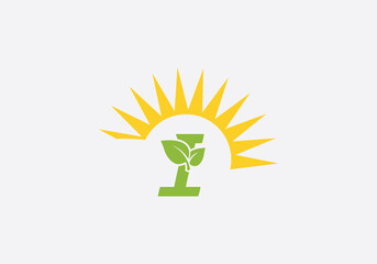 Green healthy leaf logo and Solar panel icon. Solar Energy symbol design and eco sun logo design image