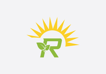 Green healthy leaf logo and Solar panel icon. Solar Energy symbol design and eco sun logo design image