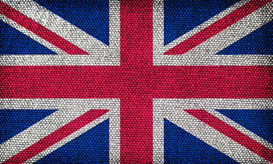 Flag of Great Britain with the texture of rough fabric.