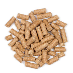 Cat litter on a white background.